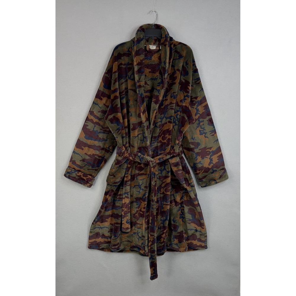 LL Bean Robe Mens 2XL Wicked Push Camo Fleece Belted Lounge Sleepwear Cozy